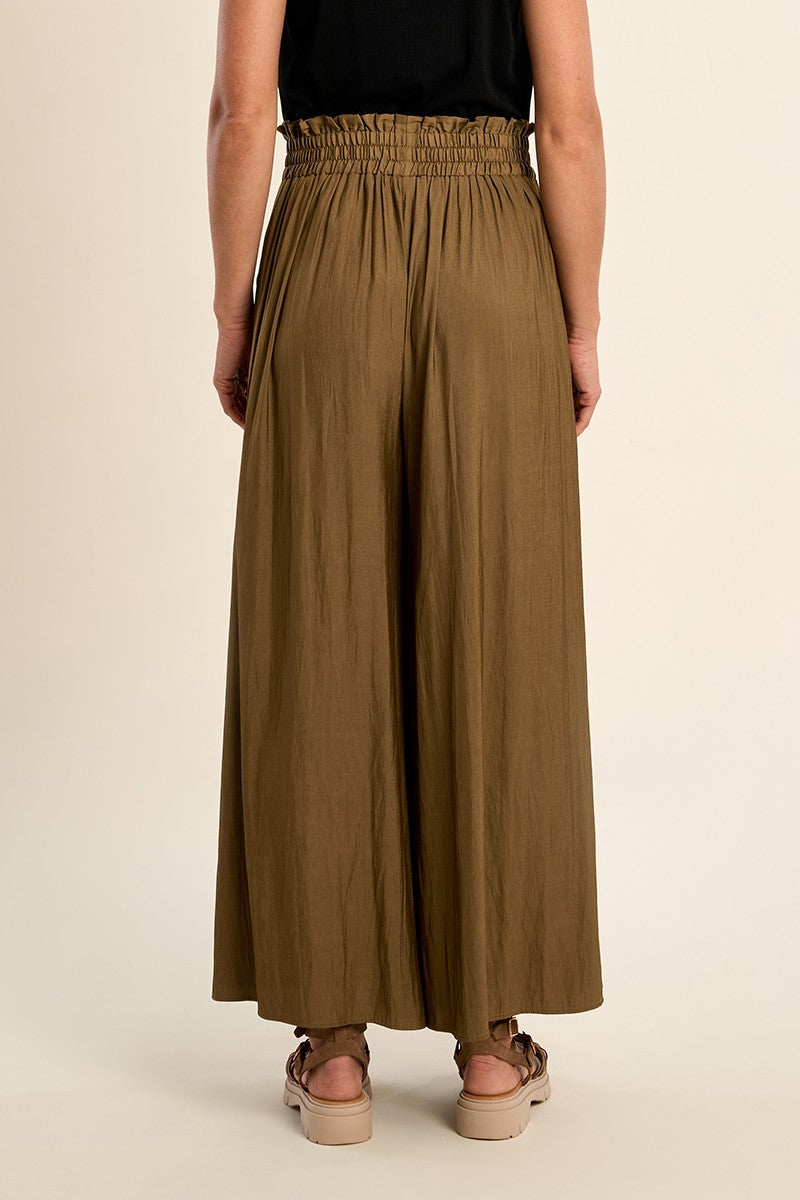 Wide Flowing Trouser in Khaki