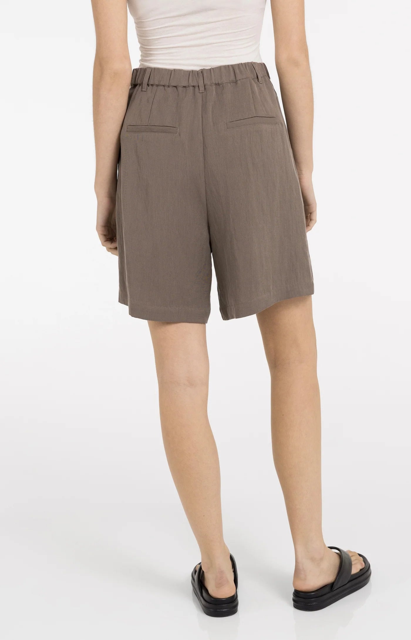 Longer Length Bermuda Shorts in Washed Brown