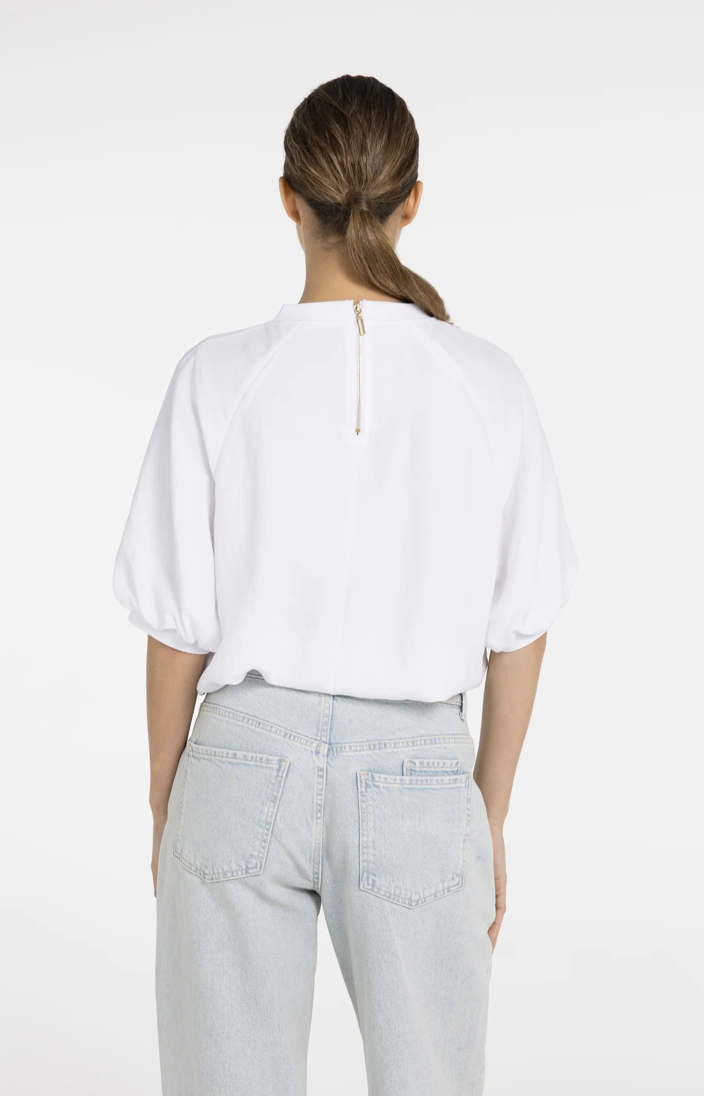 Balloon Sleeve T-Shirt in Pure White
