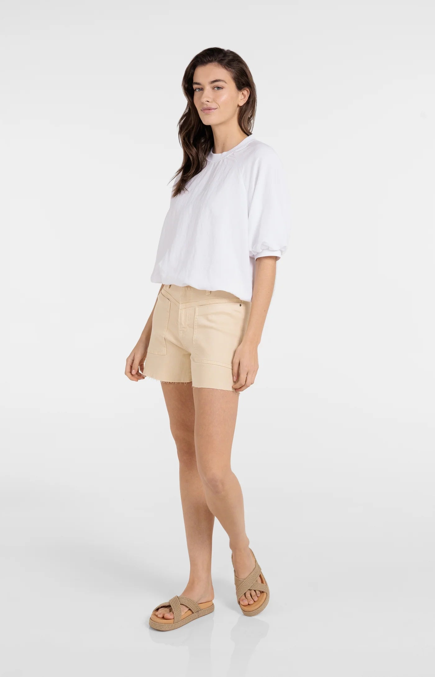 Balloon Sleeve T-Shirt in Pure White