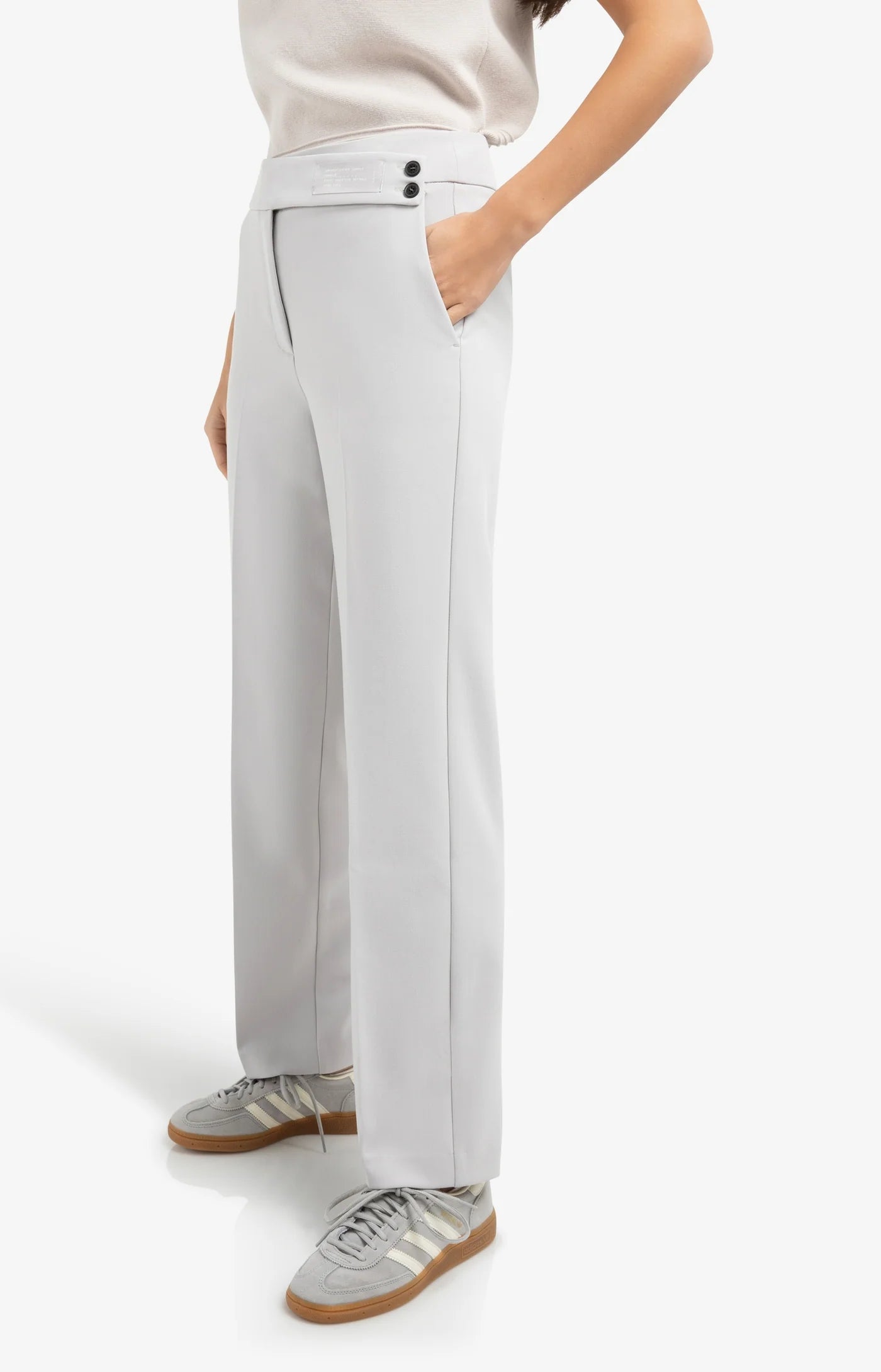 Asymmetrical Waistband Trousers in Deep Wool Grey